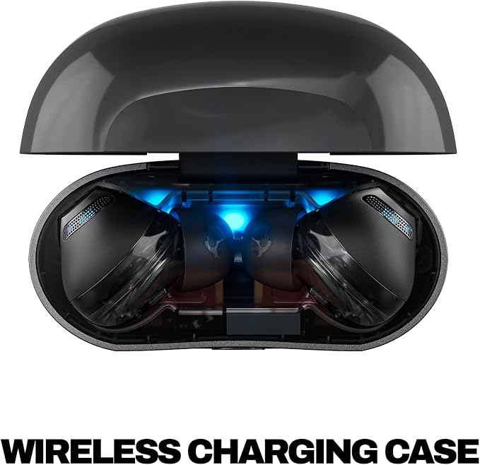 Skullcandy Rail ANC Wireless Earbuds, Bluetooth Headphones, Active Noise Cancelling, Up to 38 Hours Battery, Microphone for iPhone Android, Customizable via App - True Black