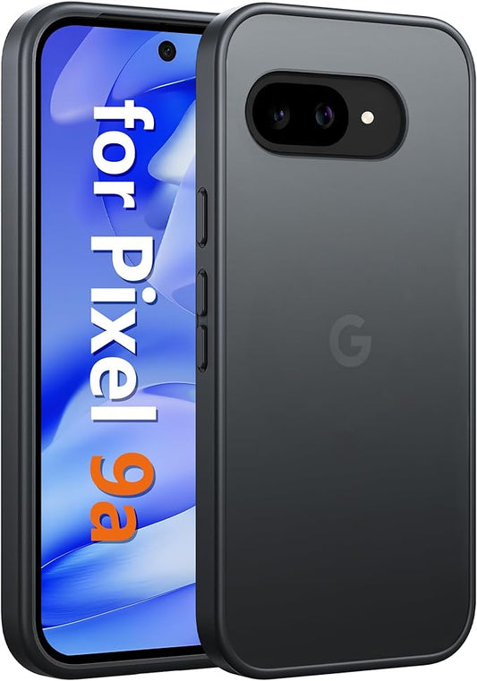 FNTCASE for Google Pixel 9a Case: Frosted Translucent Matte Shockproof Slim Protective Case - Military Grade Drop Proof Anti-Fingerprint Hard Back Cell Phone Cover (6.3 inch/Black) | Frosted, Translucent, Matte, Shockproof, Slim, Military Grade
