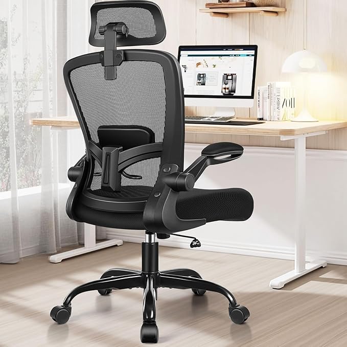 FelixKing Office Chair, Desk Chair with Adjustable Lumbar Support, Ergonomic Computer Chair with High Back and Armrest, Adjustable Height Gaming Chair Home Office Swivel Chair(Black)