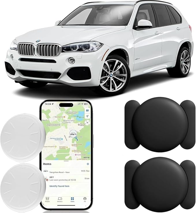 Mini GPS Tracker for Vehicles,Hidden Vehicle Tracking Device with Magnetic Case,Real-Time Mini Magnetic Car Tracker Device Works with Apple Find My (iOS Only),No Monthly Fee (2PCS)