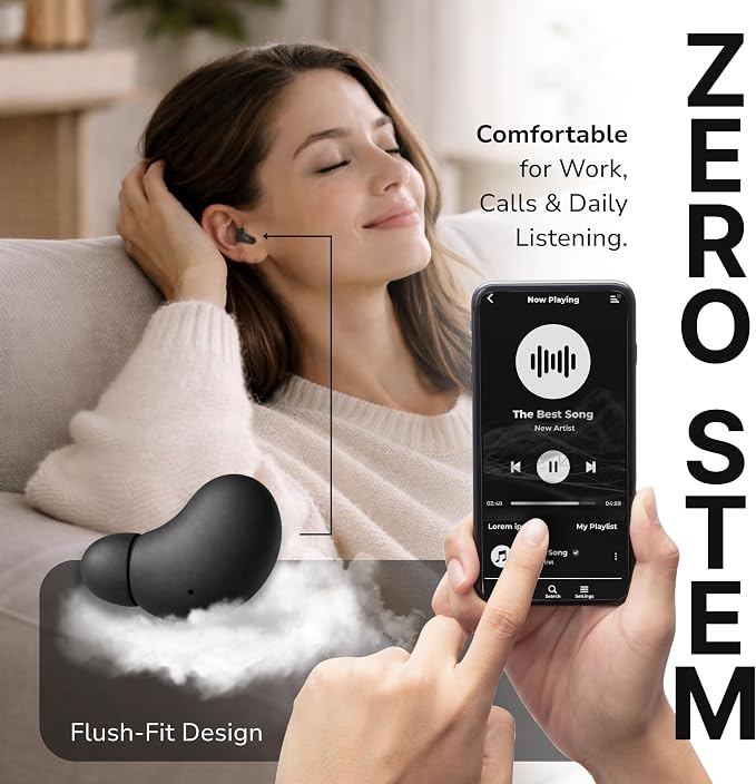 VionB Air Invisible Earbuds Wireless Bluetooth 5.4 for Small Ears, Mini Tiny Ear Buds, IPX5 Waterproof, Sound Isolating Fit, ENC Mic for Clear Calls, Discreet in-Ear Headphones (Matte Onyx)