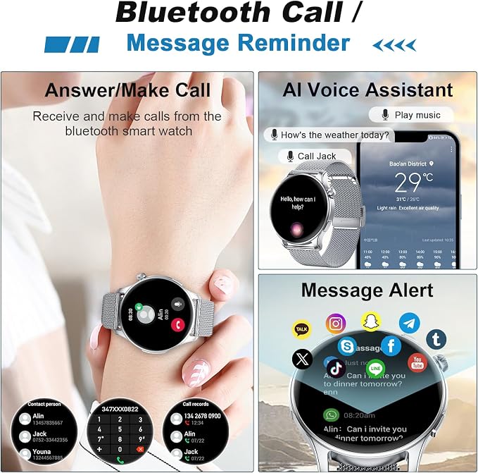 Kimeag Smart Watch for Men Women Fitness: Waterproof Make Answer Call Digital Mens Watches Step Tracker Running Smartwatch Android Phone Heart Rate SpO2 Sleep Monitor