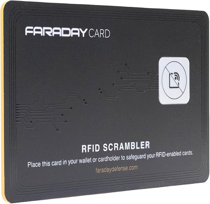 Faraday Card - RFID Scrambler | Premium Contactless Debit/Credit Card Scrambler | RFID Blocking | For Men & Women | Slim Design | Fits in Most Wallets and Purses
