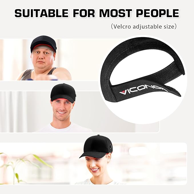 Viconor Laser Hair Growth Cap, Red Light Therapy for Hair Growth for Men and Women, Black Cap