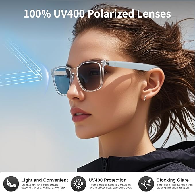 AI Smart Glasses, Bluetooth Translation Glasses for Men Women, Smart Audio Sunglasses with Real Time Translation(160+Languages), Photochromic Lenses, Music Blue Light Glasses for Travel Business-C