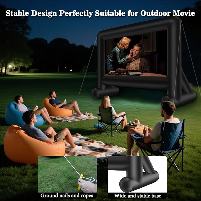 16 Feet Inflatable Projector Screen Outdoor Inflatable Movie Screen with Blower Carry Bag - Front and Rear Projection Blow Up Screen for Backyard Movie Night Pool Party