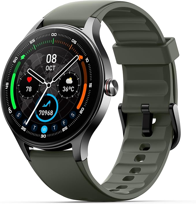 Woneligo Smart Watch for Men,1.57inch AMOLED Touchscreen Fitness Watch for iPhone & Android,Heart Rate/Sp02/Sleep Monitor,110+ Sport Modes IP68 Waterproof Bluetooth Calls (Green, 1.57)