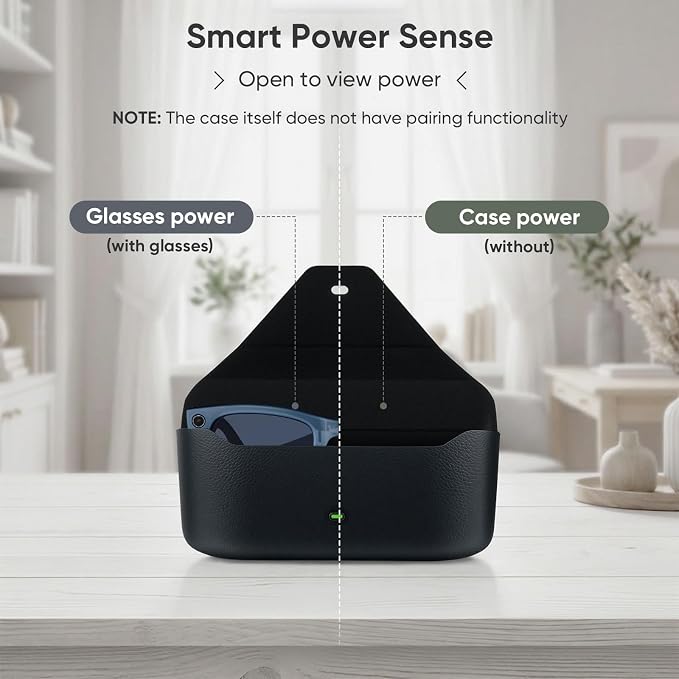 Portable Charging Case for Ray-Ban Meta Headliner/Skyler/Wayfarer & Oakley Meta HSTN, Smart Glasses Replacement Charger Dock with LED Indicator