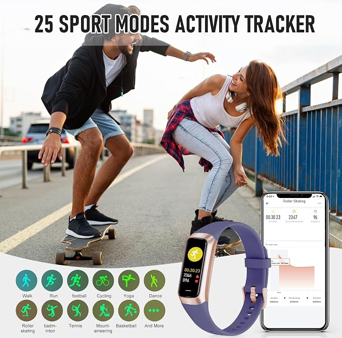 Fitness Tracker with 24/7 Heart Rate, Health Tracker with Calories Sleep Monitor, 1.10''AMOLED Touch Color Screen, Step Counter Activity Pedometer Smart Watch for Women Men