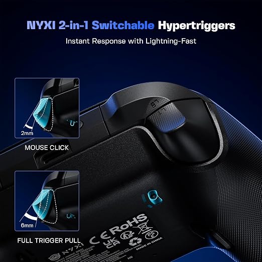 NYXI Imperial PC Gaming Controller with Adjustable Tension TMR Joysticks (Zero Drift), Interchangeable ABXY Buttons for PC/Switch Layouts, Dual-Mode Hall Triggers, 1200mAh Battery & Charging Dock – Compatible with PC, Switch, Android, TV