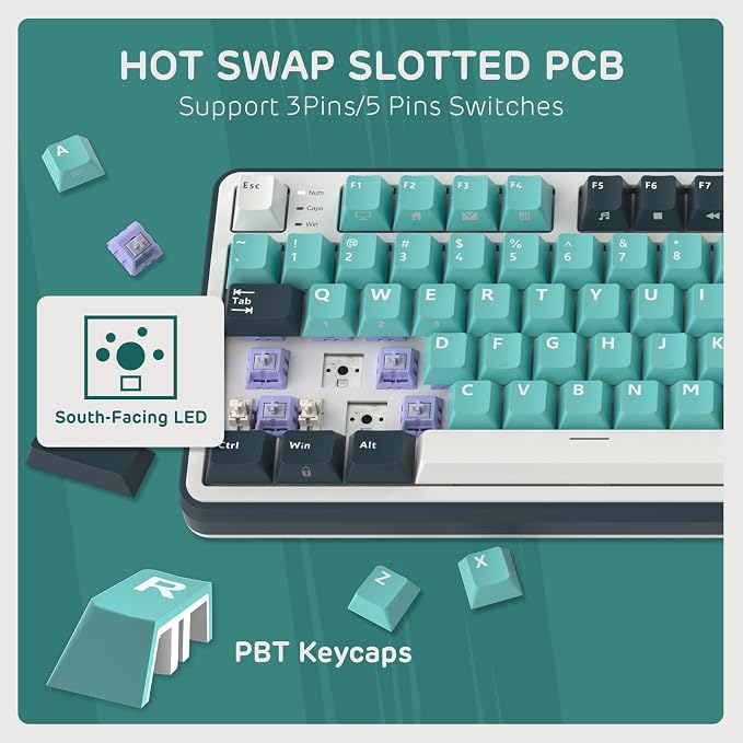 RK ROYAL KLUDGE S98 Mechanical Keyboard w/Smart Display & Knob, 96% RGB Wireless Gaming Keyboard BT/2.4G/USB-C, Hot Swappable Custom Keyboards, Software Support, Silent Computer Gaming Keyboard