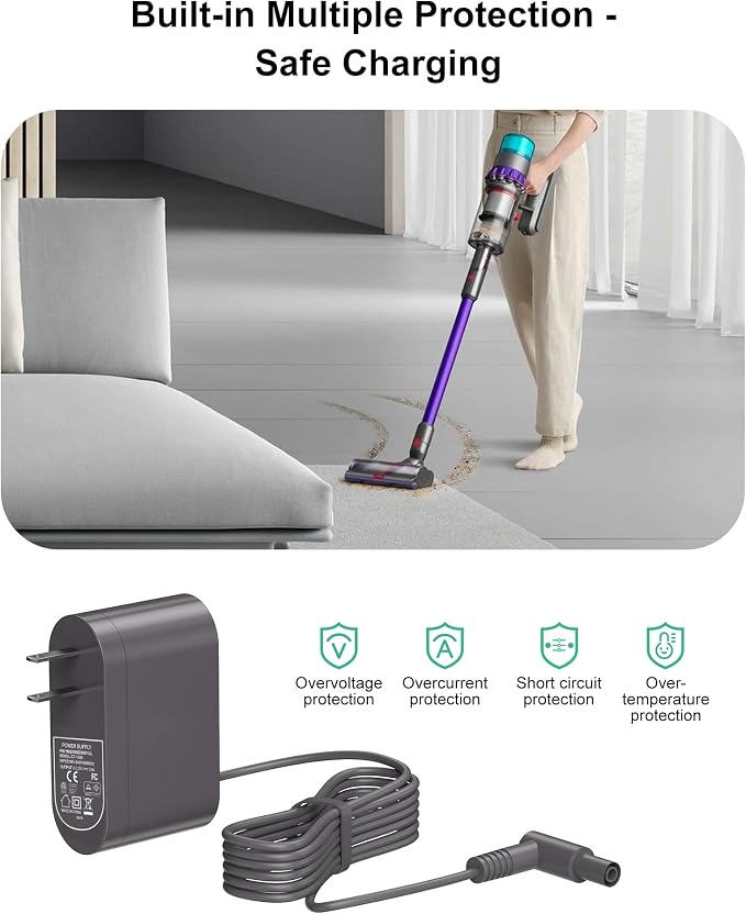 VHBW Charger for Dyson Gen5 Detect & Gen5 Outsize ONLY - NOT Compatible with V15, V12, V11, V10, V8, V7, V6 Series