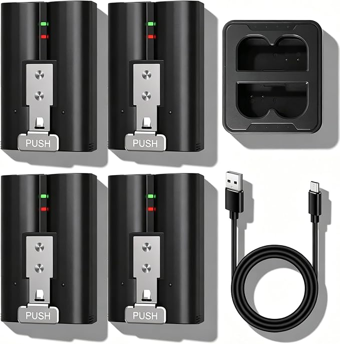 4-Pack Replacement Battery with Charging Station for Ring Video Doorbell 2/3/4/3 Plus, Rechargeable Battery Compatible with Ring Stick Up Cam 2nd/3rd Gen, Spotlight Cam, Peephole Cam