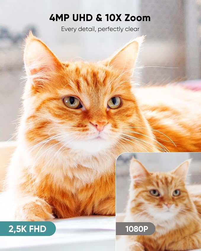 Indoor Camera Wireless, Pet Camera Indoor with Phone App, 2.5K 4MP Home Cameras Indoor for Dog Kids Elderly Cat, 360° Pan Tilt, Color Night Vision, 2.4/5GHz WiFi, Motion Alerts, 2-Way Audio