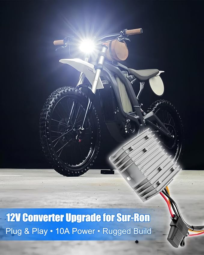 12V DC Converter Fit for Sur-Ron Light Bee X, 20V-72V to 12V 10A | 20V-72V Input, 12V 10A Output, Plug & Play, Aluminum Housing, Accessory Power Supply