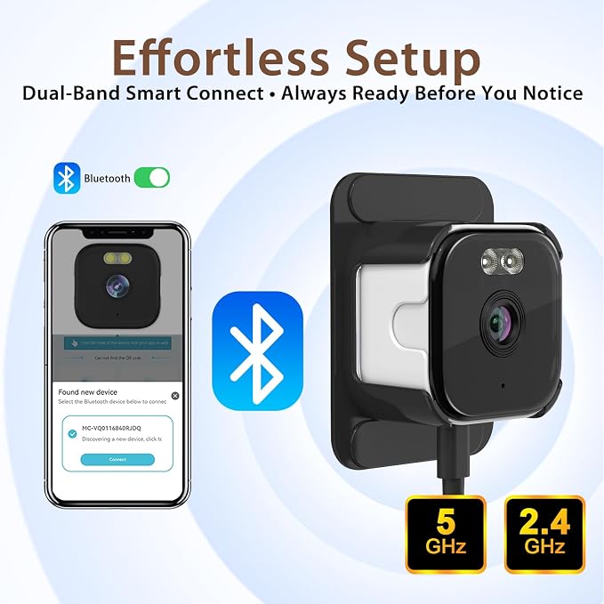 EVERSECU 2K 5G WiFi Window Camera with Adhesive Mount, Starlight Color Night Vision, Motion Detection, 2-Way Audio, Compatible with Alexa, Perfect for Front Door, Porch, Car Window Monitoring(4pack)