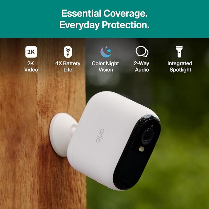 Wireless Outdoor Camera with 4X Longer Battery - Essential XL Security Camera 2K (3rd Gen, Latest Release), Person Recognition, Package Detection, Animated Preview, 1-Mo. Trial of Secure Plan, 3 Cam