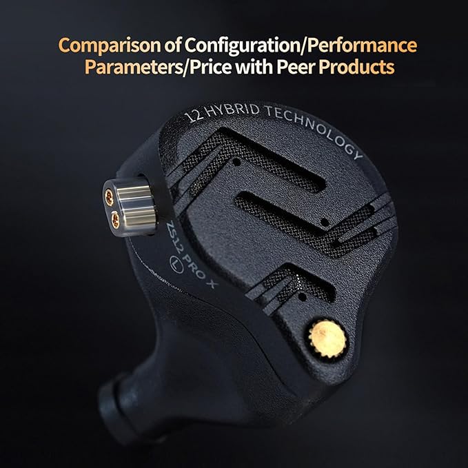 KZ ZS12 PRO X in Ear Monitor IEM Headphones,1DD+5BA Hybrid Wired Gaming Earbuds,KZ in Ear Monitor Gaming Earbuds Earphones with 2PIN Cable for Audiophile (Dark Black, NO Microphone)