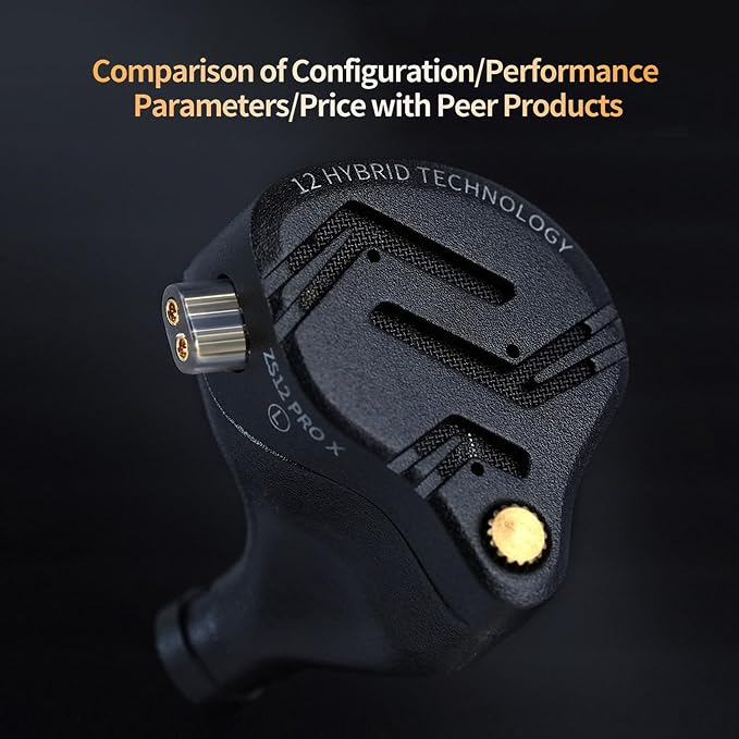 KZ ZS12 PRO X in Ear Monitor IEM Headphones,1DD+5BA Hybrid Wired Gaming Earbuds,KZ Earbuds Earphones,Best in Ear Headphones with 2PIN Cable for Audiophile (Dark Black, with Microphone)