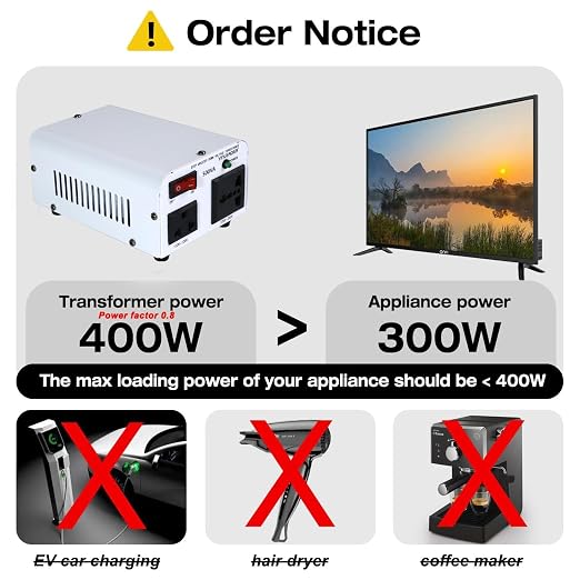 Yinleader White 500W 110V to 220V Voltage Converter Transformer Step Up/Down 110-120V/220-240V w/US Power Cord