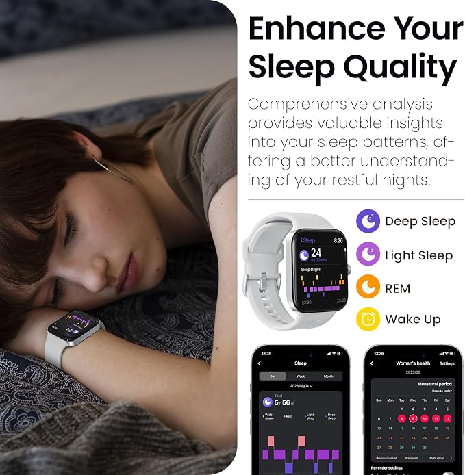 TOZO AMOLED S4 AcuFit One Smart Watch 1.78" Ultra-Clear Screen for Men Women, Call/Answer Fitness Tracker, Sleep Monitor IP68 Waterproof for iOS 11.0+ Android 9.0+ Silver