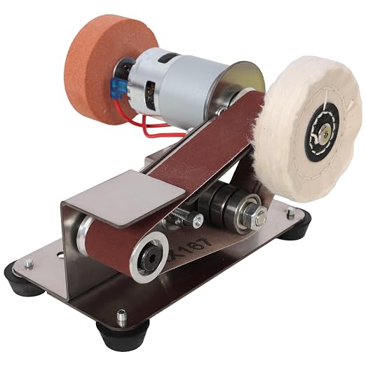 KEIKI Mini Belt Sander, Electric Sander Knife Making Supplies with 7 Adjustable Speed, Small Sanders Knife Sharpener Electric, Power Belt Bench Grinder Sanding Machine for Woodworking