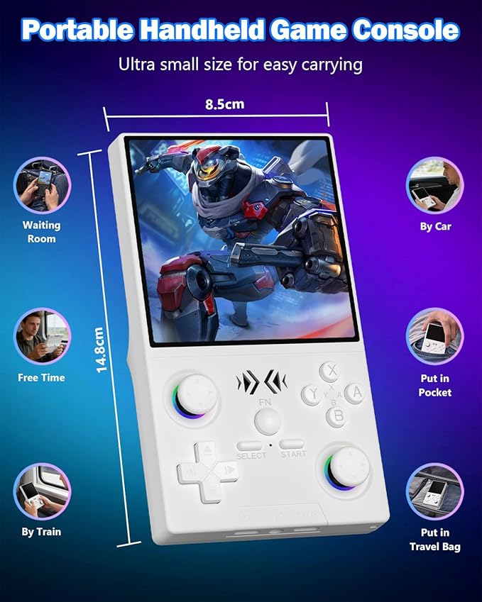 XF40V Retro Handheld Game Console, Retro Gaming Console 4.0 Inch 4K HD IPS Screen, Linux Open Source System, 18000+ Classic Games, Portable Pocket Video Gaming for Adults (64G White)