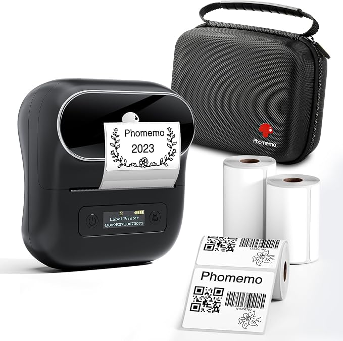 Phomemo M220 Label Maker & 1 Roll Brown Thermal Labels, 1.96" x 1.96"(50x50mm)