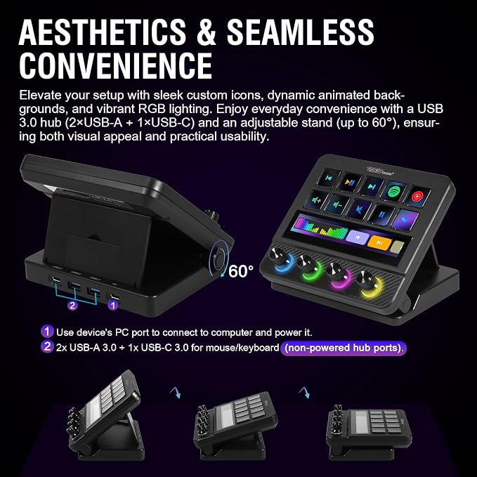 Macro Pad, Streaming Deck Stream Controller Soundboard Keypad, Programmable Keys USB Shortcut Keyboard for Gamer Streamer, Audio Mixer for OBS, YouTube, Office Desk Setup, PC, Mac