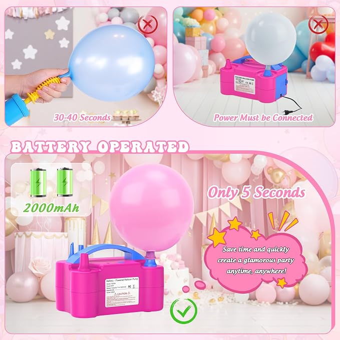 IDAODAN Electric Balloon Pump, Portable Electric Balloon Blower Machine Inflator Air Pump for Party Decorations