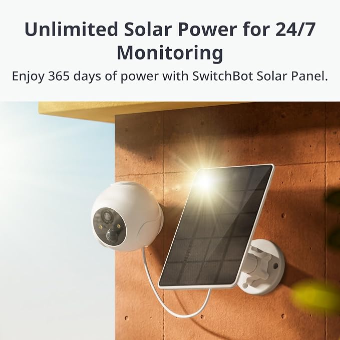 SwitchBot Wireless Security Camera Kit, 2K Outdoor Camera with Solar Panel, Uninterrupted Surveillance for Home Security, Color Night Vision, AI Human/Pet Motion Detection, Works with Alexa, WiFi 2.4G
