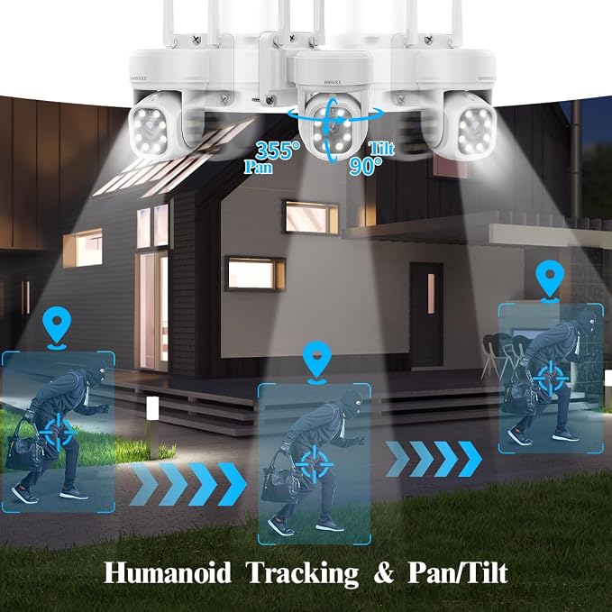 OOSSXX Extend Wireless PTZ Camera WiFi 5.0MP Dome IP Camera for Home Surveuillance System Outdoor Wireless Surveillance Cameras Extend