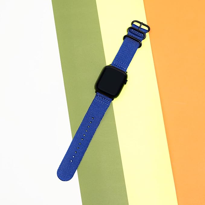 Hiking Trail Nylon Band | The Original Rugged Compatible with Apple Watch Bands for Men & Women - Soft, Breathable, Woven Water-Resistant Nylon Mens iWatch Strap | Fits 42mm 41mm 40mm Series 10 & All Models (Royal Blue)
