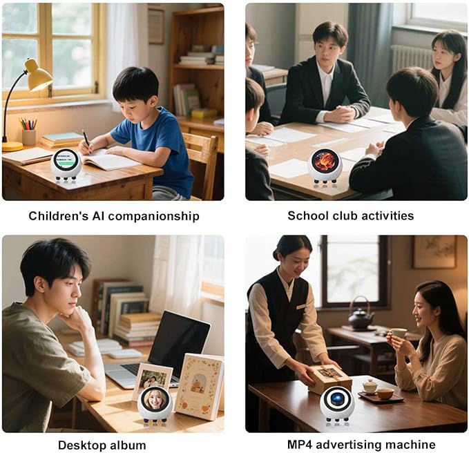 AI Robot, Smart Talking Robot Companion with Voice Wake Up, 1.28 Inch Screen for DeepSeek AI Powered Toy with Bluetooth 5.0 WiFi Weather Clock Video Music Playback