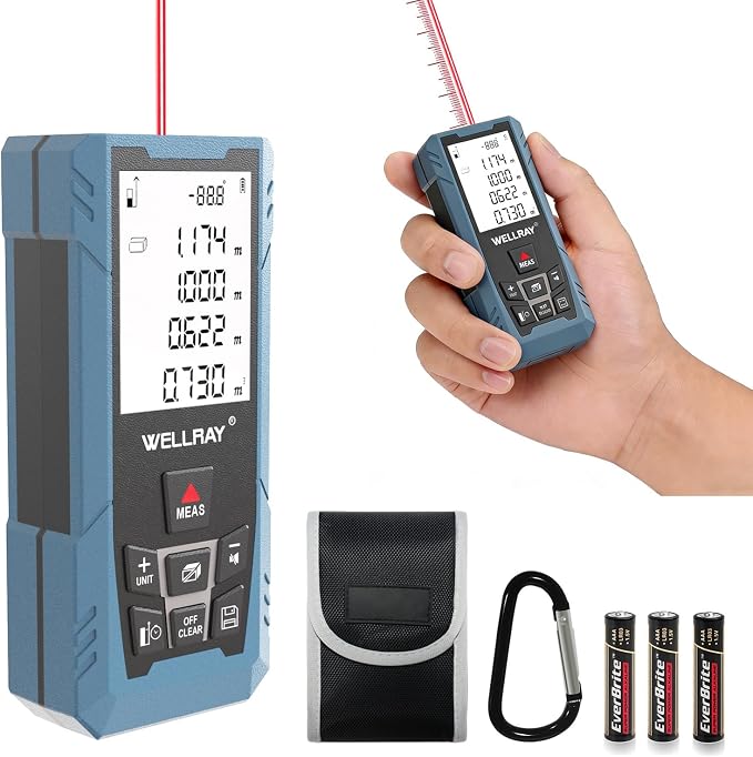 Laser Measuring Tool, 500FT Laser Measure Tool with ±1/16" Accuracy, IP54 Laser Distance Meters with FT/in Units for Area/Volume, Laser Measurement Tool with Angle Sensor for DIY Home Indoor