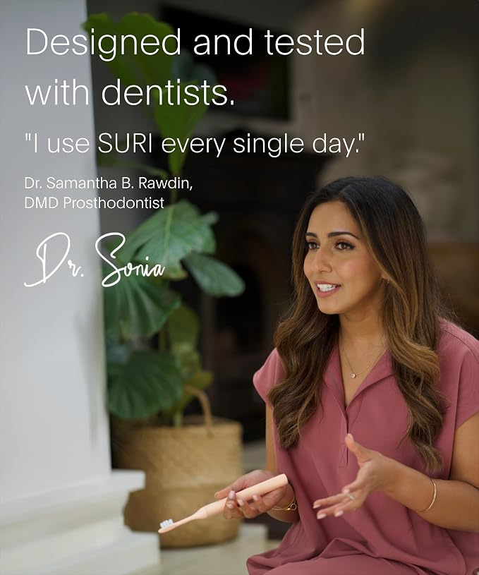 SURI 2.0 New Sonic Electric Toothbrush with Pressure Sensor | 1 Month+ Battery | Electric Toothbrush for Adults | Travel Toothbrushes | Tooth Brush | Pink