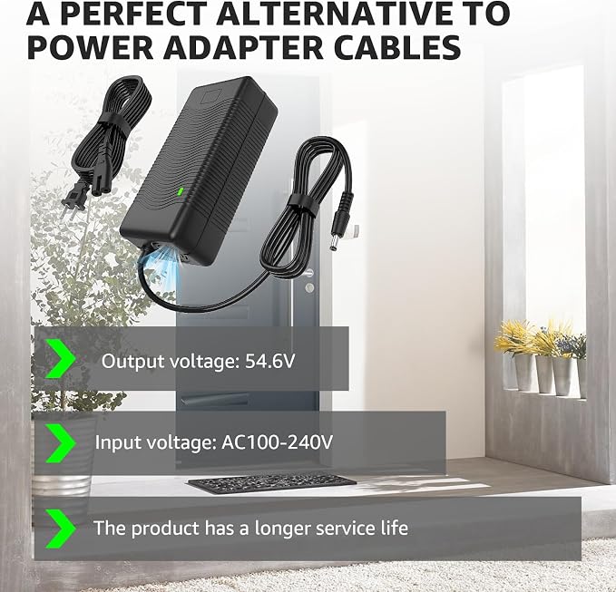 54.6V Charger for Jetson Haze,Lithium Battery Charger Compatible with Jetson Haze JHAZE-BLK JHAZE-BLK-OB JHAZE-CAN-BLK JHAZEBLK Electric Power Cord