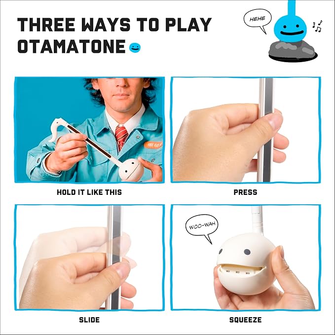 Otamatone Japanese Electronic Musical Instrument Portable Music Synthesizer from Japan by Maywa Denki Studio Award Winning, Educational Fun Gift for Children, Teens & Adults - White Set of 2