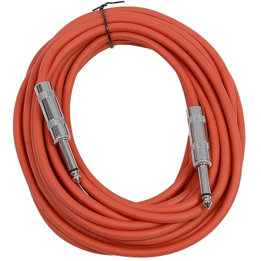 Seismic Audio SASTSX-25Red-6PK 25-Feet TS 1/4-Inch Guitar, Instrument, or Patch Cable, Red