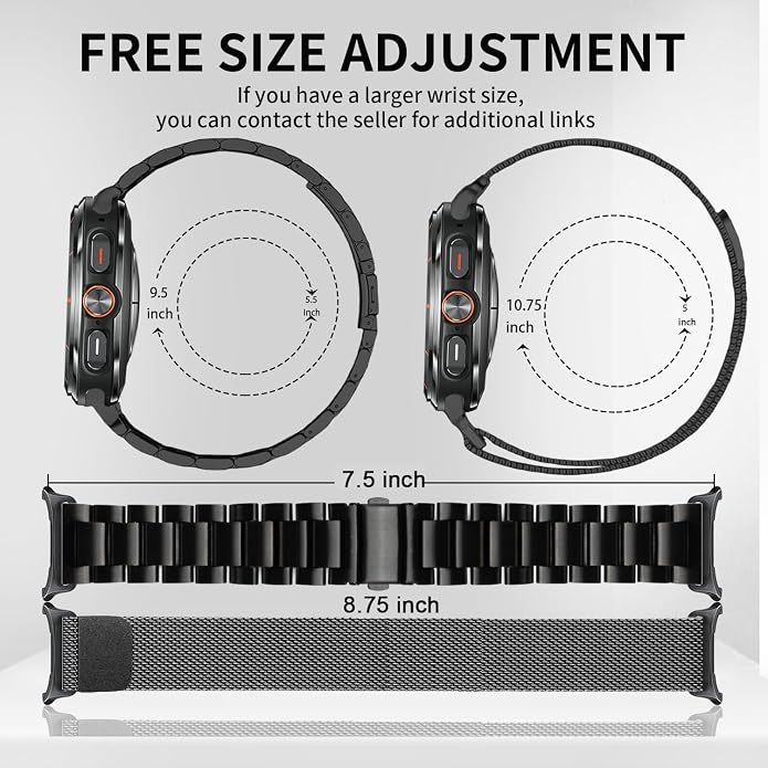 GOLDTOLUCK No Gap Stainless Steel Band Compatible with Samsung Galaxy Watch 8 7 6 5 4 Classic FE Pro Ultra 40mm 44mm 46mm 43mm 47mm 45mm 42mm Replacement Men Women Milanese Metal Elegant Casual