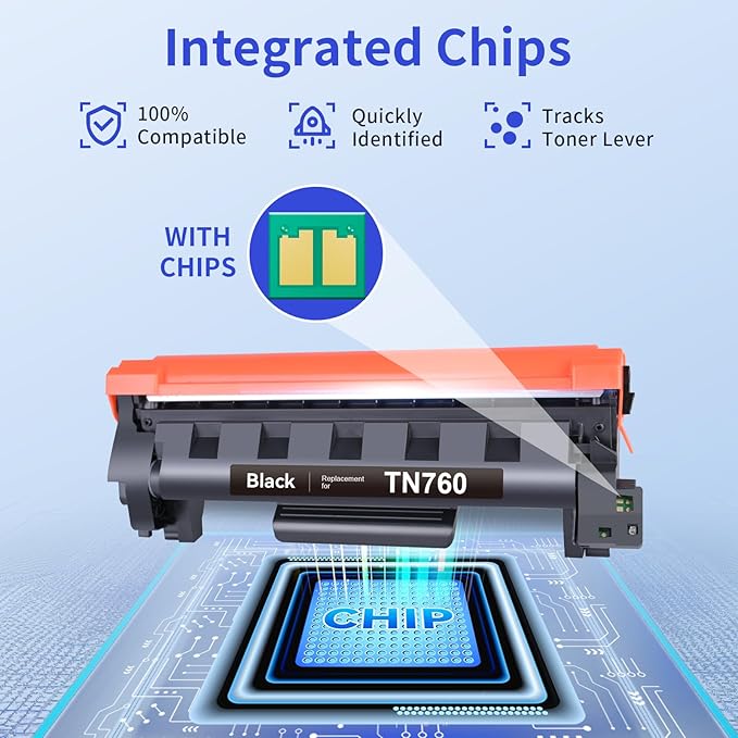 myCartridge TN760 TN-760 Toner 4 Pack Replacement for Brother TN760 TN730 TN-760 TN-730 Compatible with tn760 Toner for Brother Printer MFC-L2710DW MFC-L2750DW DCP-L2550DW HL-L2370DW Printer