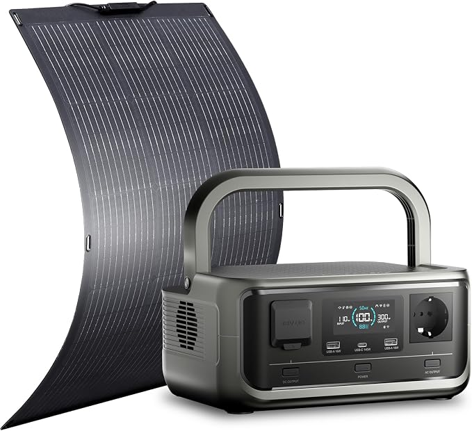 ALLPOWERS VOLIX P300 Portable Power Station with Solar Panel SF100 Included, 256Wh LiFePO4 Battery, UPS<20ms, 300W Solar Generator (600W Peak) with 100W Solar Panel for Home, Emergencies & Outdoor Use