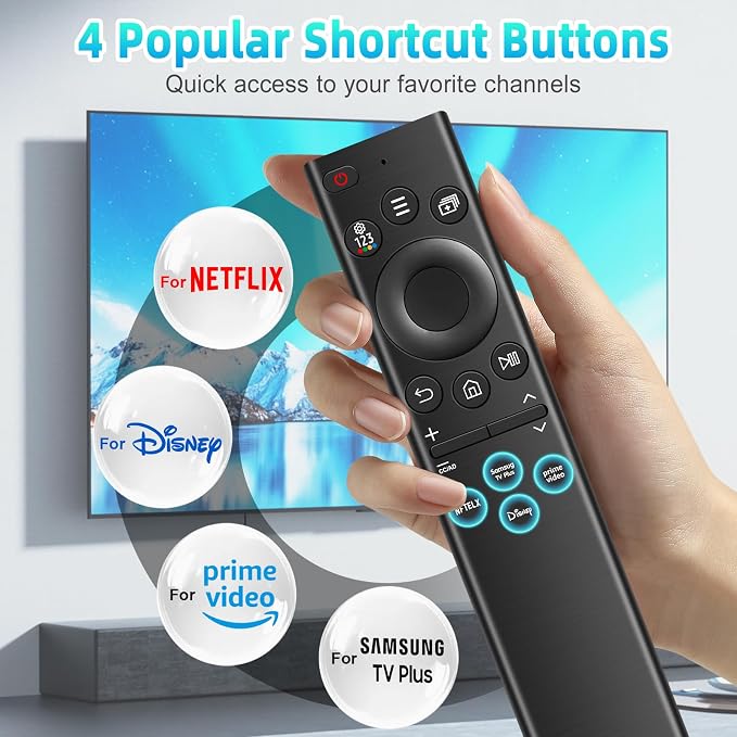 BN59-01385A Replacement Universal Remote for Samsung TV Remotes Control Compatible with All Samsung LED QD Neo QLED 4K 8K HDR Smart TVs from 2018 to 2024, with 4 Shortcut Buttons No Voice Function