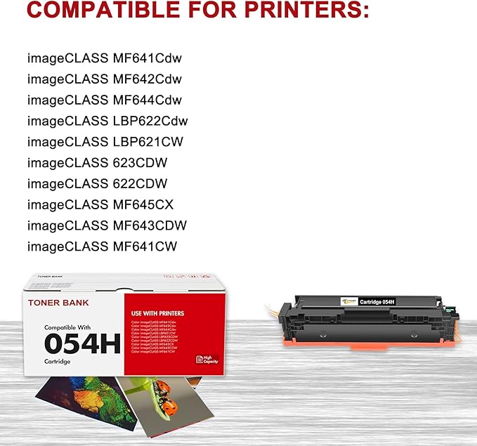 Toner Bank 054H 054 Toner Cartridge Replacement for Canon 054H 054 Black CRG054H Color ImageCLASS MF644Cdw MF642Cdw LBP622Cdw MF641Cw MF644 MF642 MF622 MF641 LBP620C MF640C Printer Ink 2-Pack