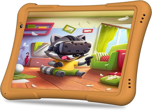 PRITOM 10 inch Kids Tablet Android 14 Tabletas 32GB, Quad-Core, 6000mAh, Large HD IPS Display, WiFi 6, Dual Camera, Bluetooth, Toddler Tablet for Kids Age 3+, Yellow