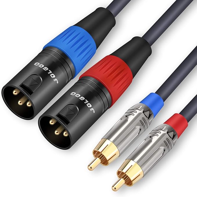 JOLGOO RCA to XLR Cable - Dual RCA to Dual XLR HiFi Audio Cable, 25 Feet, 4N OFC Wire, for Amplifier, Mixer, Microphone