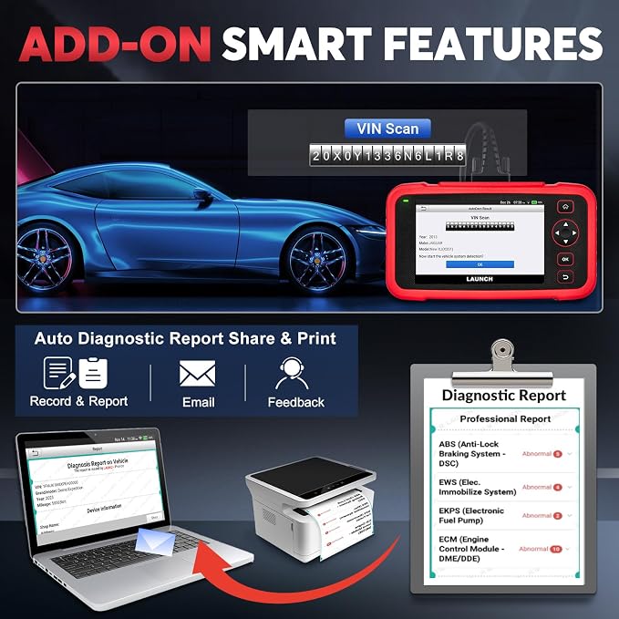 LAUNCH OBD2 Scanner CRP123I V2.0, 2026 Lifetime Update Scan Tool,Muilti System with 7 Resets Oil/SAS Calibration/Brake/BMS/D.P.F/ABS Bleeding/Throttle Reset, Auto Vin, Battery Test,FCA SGW