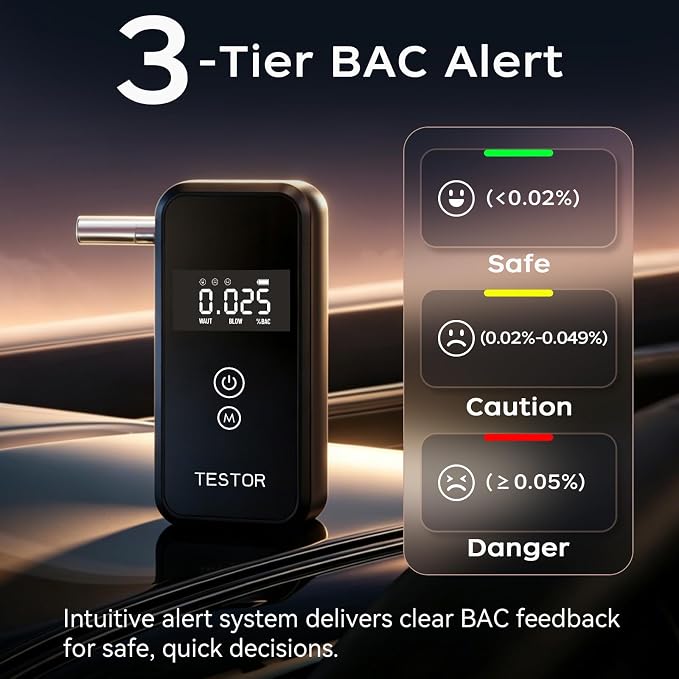 Portable Breathalyzers for Alcohol, Advanced High Accuracy Personal Breathalyzer with Reusable Mouthpieces, Handheld LCD Digital Display Alcohol Breathalyzer Tester for Personal Home Use