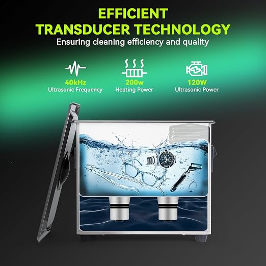 3L Ultrasonic Cleaner, One-Touch Cleaning,Heating, Deep Mode, ECO Energy-Saving Ultrasonic Cleaning Machine Excellent for Labs,Carburetor,Jewelry,Dentures,Automotive & Industrial Parts.