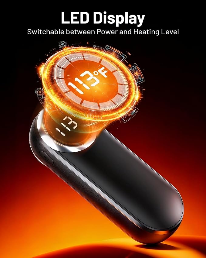 Rechargeable Hand Warmers 2 Pack - Magnetic AI Electric Hot Hands with LED Light, 3 Heat Settings Double Sided, 15H Battery Life, Portable Electric Heater for Outdoor，Hunting Camping ， Christmas Gifts